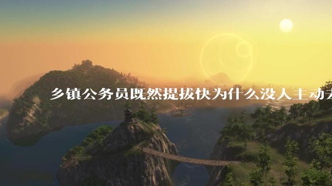 乡镇公务员既然提拔快为什么没人主动去乡镇？我很好奇？